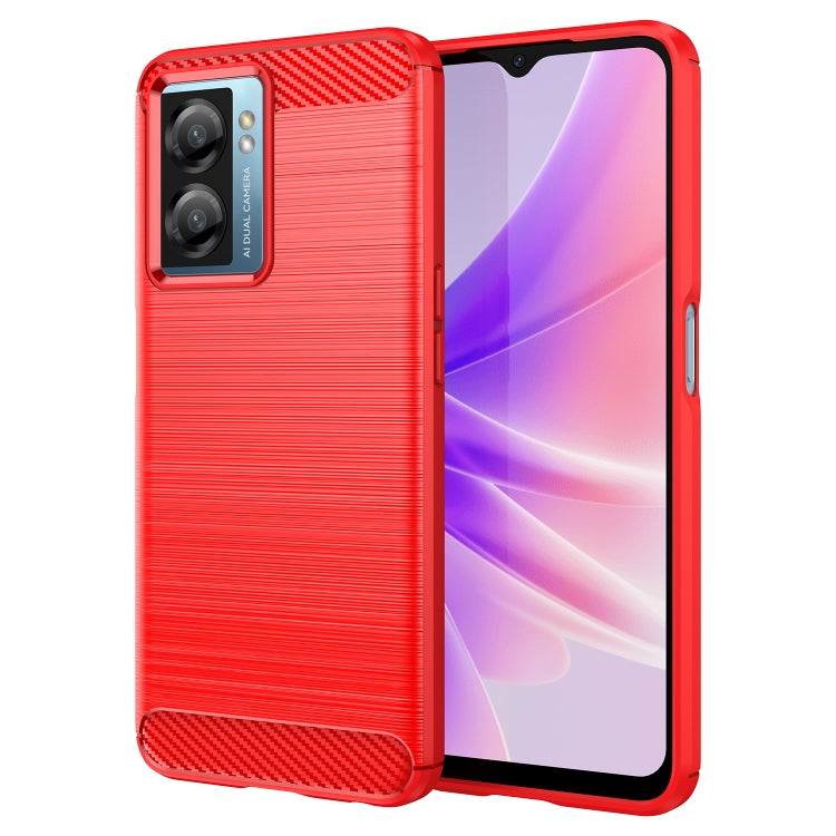 For OPPO A57S Carbon Fiber Brushed Texture TPU Case(Red) - OPPO Cases by PMC TechLife | Online Shopping South Africa | PMC TechLife