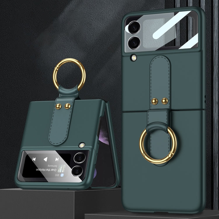 For Samsung Galaxy Z Flip4 GKK Ultra-thin PC Full Coverage Phone Flip Case with Ring Holder(Dark Green) - Galaxy Z Flip4 5G Cases by GKK | Online Shopping South Africa | PMC TechLife