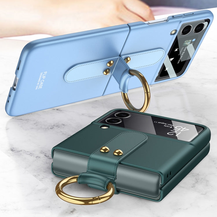 For Samsung Galaxy Z Flip4 GKK Ultra-thin PC Full Coverage Phone Flip Case with Ring Holder(Silver) - Galaxy Z Flip4 5G Cases by GKK | Online Shopping South Africa | PMC TechLife