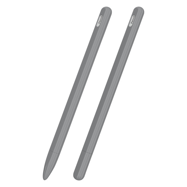 3 in 1 Striped Liquid Silicone Stylus Case with Two Tip Caps For Apple Pencil 1(Grey) - Pencil Accessories by PMC TechLife | Online Shopping South Africa | PMC TechLife