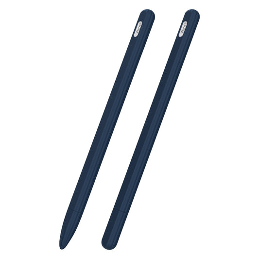 3 in 1 Striped Liquid Silicone Stylus Case with Two Tip Caps For Apple Pencil 1(Midnight Blue) - Pencil Accessories by PMC Jewellery | Online Shopping South Africa | PMC Jewellery