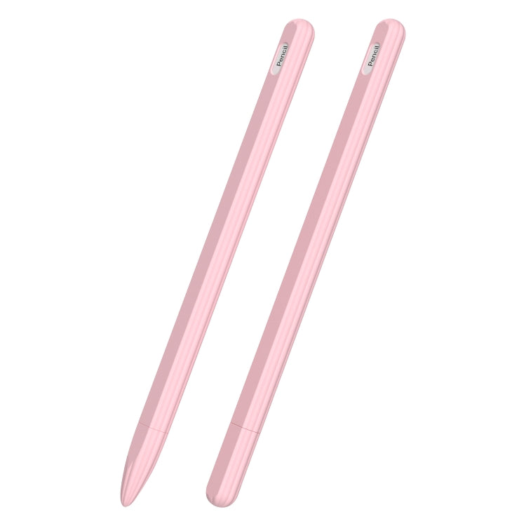 3 in 1 Striped Liquid Silicone Stylus Case with Two Tip Caps For Apple Pencil 1(Pink) - Pencil Accessories by PMC Jewellery | Online Shopping South Africa | PMC Jewellery