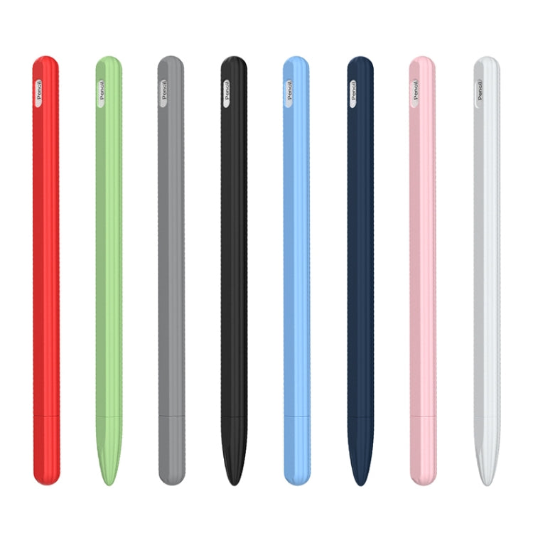 3 in 1 Striped Liquid Silicone Stylus Case with Two Tip Caps For Apple Pencil 1(Grey) - Pencil Accessories by PMC TechLife | Online Shopping South Africa | PMC TechLife