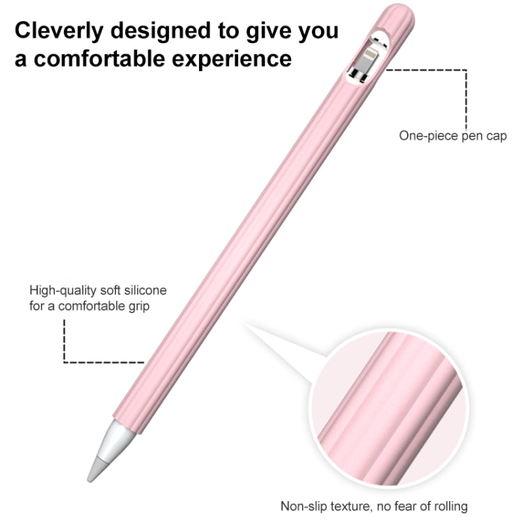 3 in 1 Striped Liquid Silicone Stylus Case with Two Tip Caps For Apple Pencil 2(Matcha Green) - Pencil Accessories by PMC TechLife | Online Shopping South Africa | PMC TechLife