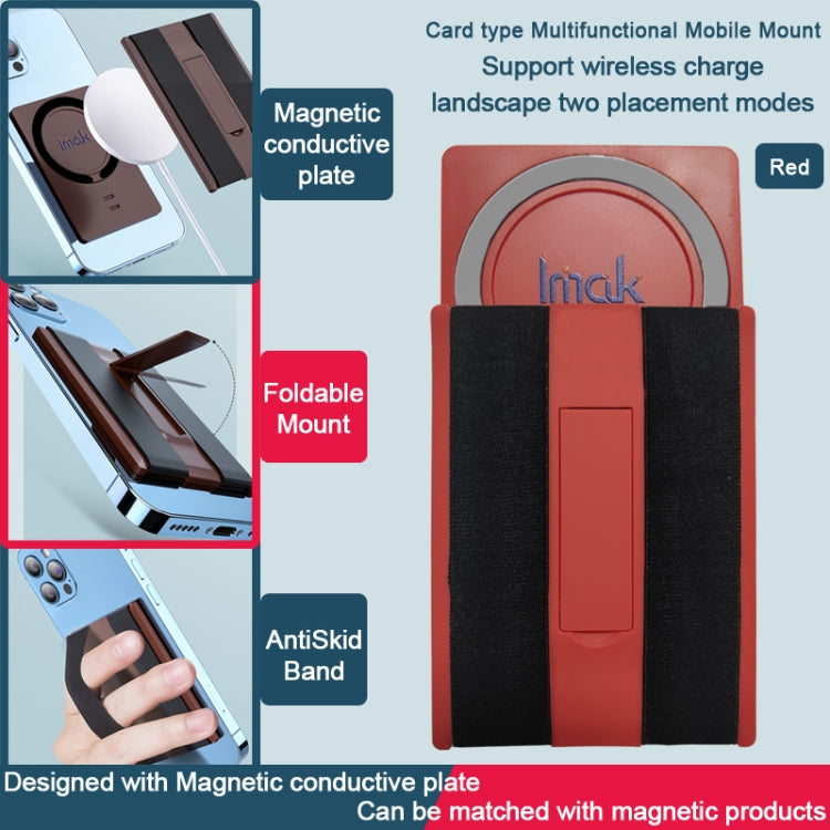 imak MagSafe Wireless ChargingCard-type Multi-function Mobile Phone Holder(Red) - Lazy Bracket by imak | Online Shopping South Africa | PMC TechLife