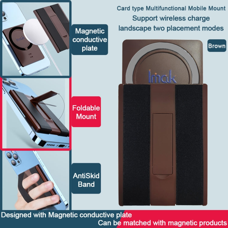 imak MagSafe Wireless ChargingCard-type Multi-function Mobile Phone Holder(Brown) - Lazy Bracket by imak | Online Shopping South Africa | PMC TechLife