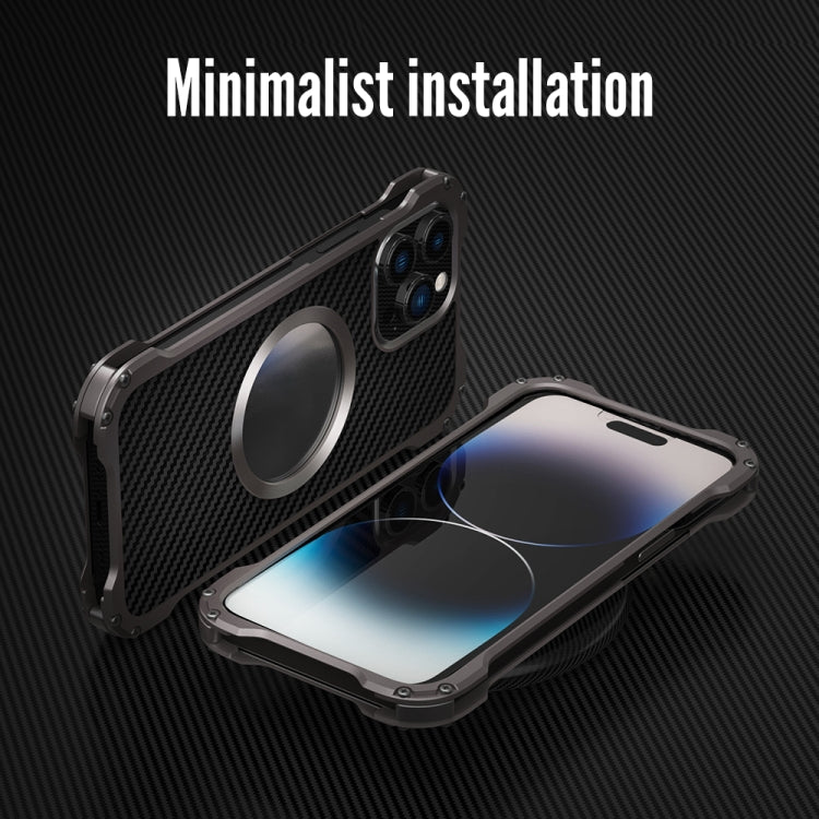 For iPhone 14 Pro Max R-JUST RJ51 Hollow Shockproof Metal Phone Case (Dark Grey) - free shipping - PMC TechLife - Order now!