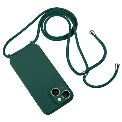 For iPhone 14 Crossbody Lanyard Liquid Silicone Case(Pine Needle Green) - iPhone 14 Cases by PMC Jewellery | Online Shopping South Africa | PMC Jewellery