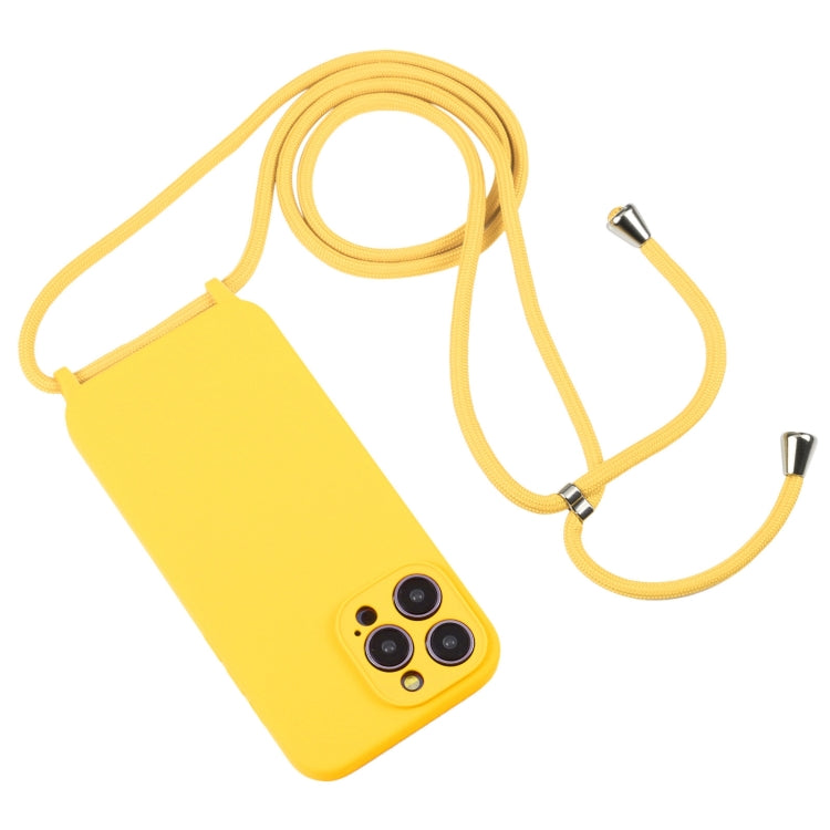 For iPhone 14 Pro Max Crossbody Lanyard Liquid Silicone Case(Yellow) - iPhone 14 Pro Max Cases by PMC TechLife | Online Shopping South Africa | PMC TechLife