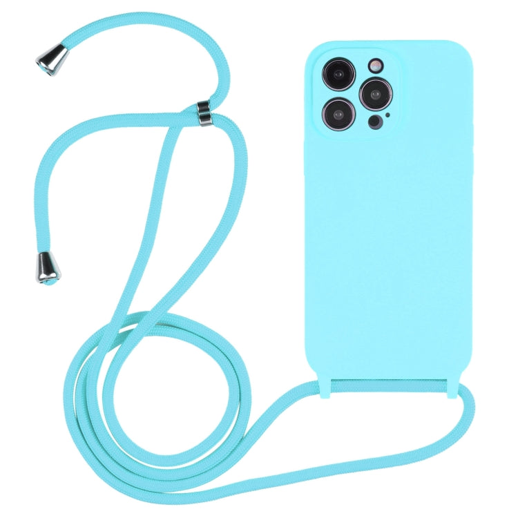 For iPhone 14 Pro Max Crossbody Lanyard Liquid Silicone Case(Ice Blue) - iPhone 14 Pro Max Cases by PMC TechLife | Online Shopping South Africa | PMC TechLife