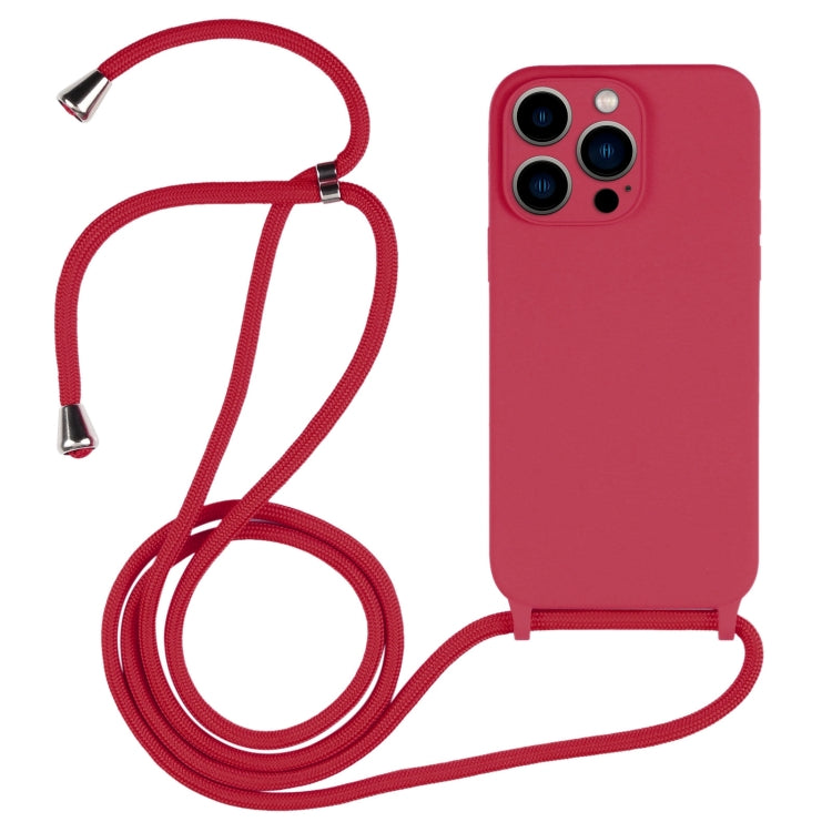 For iPhone 13 Pro Max Crossbody Lanyard Liquid Silicone Case(Rose Red) - free shipping - PMC TechLife - Order now!