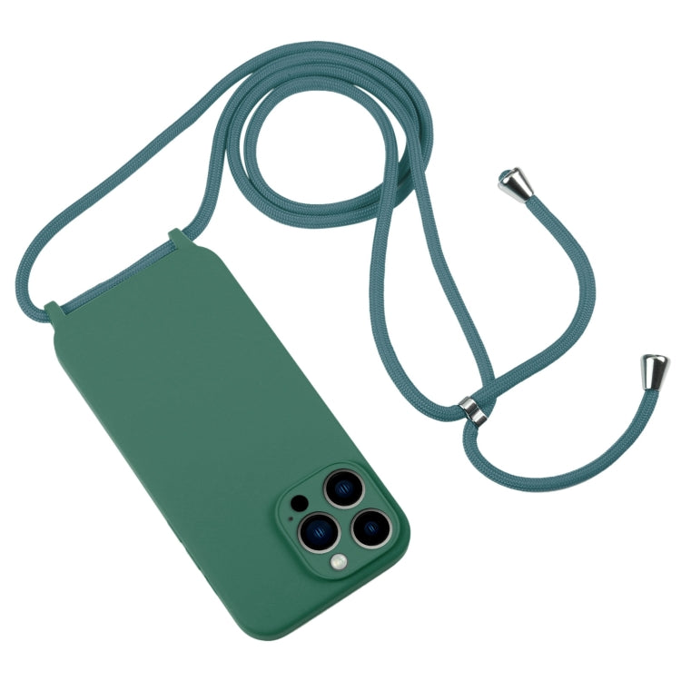 For iPhone 13 Pro Max Crossbody Lanyard Liquid Silicone Case(Pine Needle Green) - free shipping - PMC TechLife - Order now!