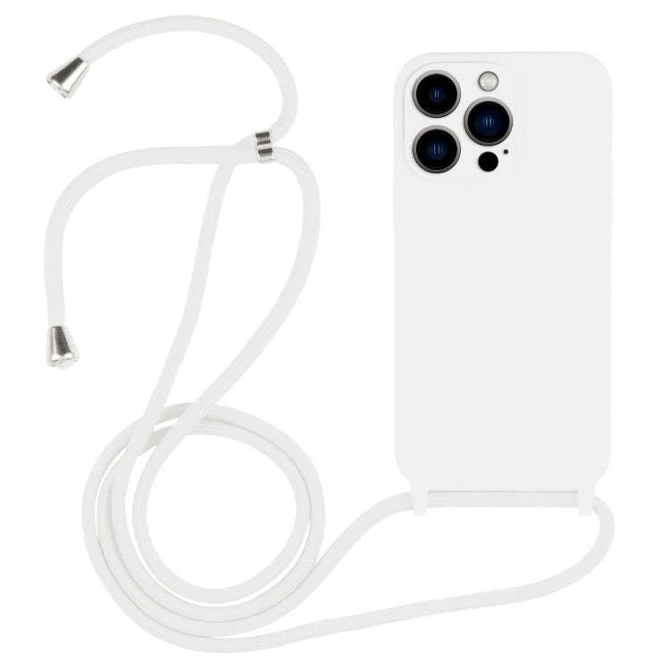 For iPhone 13 Pro Max Crossbody Lanyard Liquid Silicone Case(White) - free shipping - PMC TechLife - Order now!