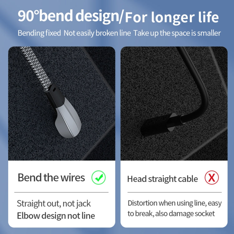 3A USB-C/Type-C to USB-C/Type-C Elbow Fast Charge Data Cable, Length:1.2m(Grey) - USB-C & Type-C Cable by PMC TechLife | Online Shopping South Africa | PMC TechLife | Buy Now Pay Later Mobicred