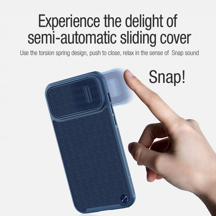 For iPhone 14 Pro Max NILLKIN 3D Textured Camshield PC + TPU Phone Case(Blue) - iPhone 14 Pro Max Cases by NILLKIN | Online Shopping South Africa | PMC Jewellery
