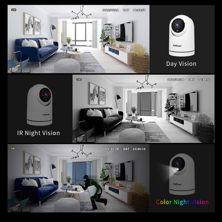 SriHome SH042 2.0MP 1080P HD AI WiFi Pan-tilt Surveillance Camera(EU Plug) - Wireless Camera by SriHome | Online Shopping South Africa | PMC Jewellery