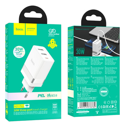 hoco N21 Pro Tourer PD 30W QC3.0 2USB-A+USB-C / Type-C Travel Charger, Plug Type:EU Plug - USB Charger by hoco | Online Shopping South Africa | PMC Jewellery