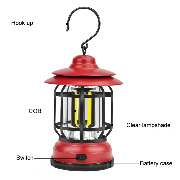 Portable Retro Hanging Lamp Lantern Camping Tent Light, Type:USB Charging(Red) - free shipping - PMC TechLife - Order now!