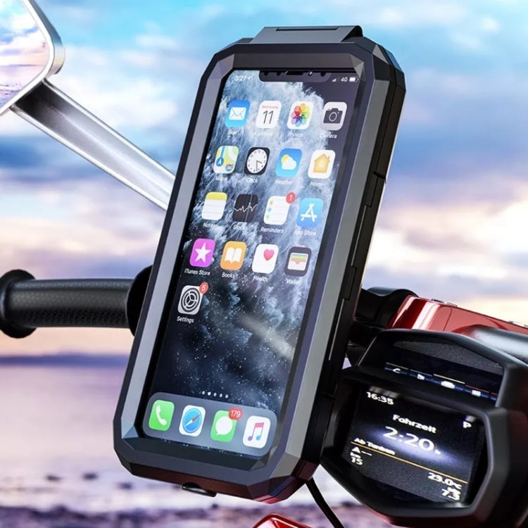 Kewig M18S-A2 Motorcycle / Bicycle Rearview Mirror Wireless Charging Waterproof Box Mobile Phone Holder - Holder by Kewig | Online Shopping South Africa | PMC Jewellery | Buy Now Pay Later Mobicred