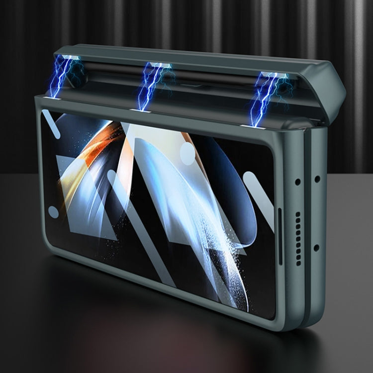 For Samsung Galaxy Z Fold4 GKK Integrated Magnetic Flip Plain Leather Phone Case with Pen Box(Grey) - Galaxy Z Fold4 5G Cases by GKK | Online Shopping South Africa | PMC TechLife | Buy Now Pay Later Mobicred