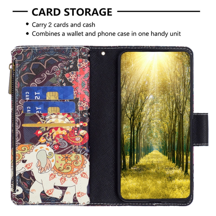 For Samsung Galaxy A14 5G Colored Drawing Pattern Zipper Leather Phone Case(Flower Elephants) - free shipping - PMC TechLife - Order now!