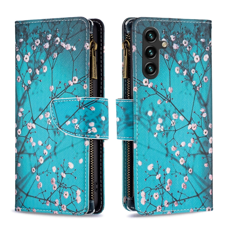 For Samsung Galaxy A14 5G Colored Drawing Pattern Zipper Leather Phone Case(Plum Blossom) - free shipping - PMC TechLife - Order now!