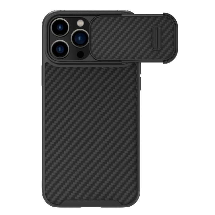 For iPhone 14 Pro Max NILLKIN Synthetic Fiber Camshield Magnetic Phone Case(Black) - iPhone 14 Pro Max Cases by NILLKIN | Online Shopping South Africa | PMC Jewellery | Buy Now Pay Later Mobicred