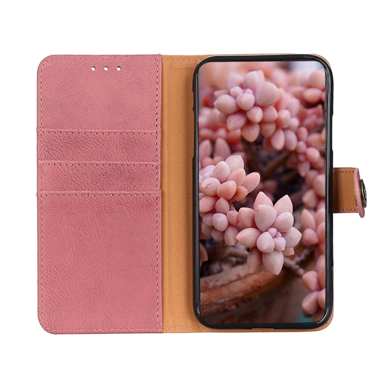 For Samsung Galaxy A14 5G KHAZNEH Cowhide Texture Horizontal Flip Leather Phone Case(Pink) - free shipping - PMC TechLife - Order now!