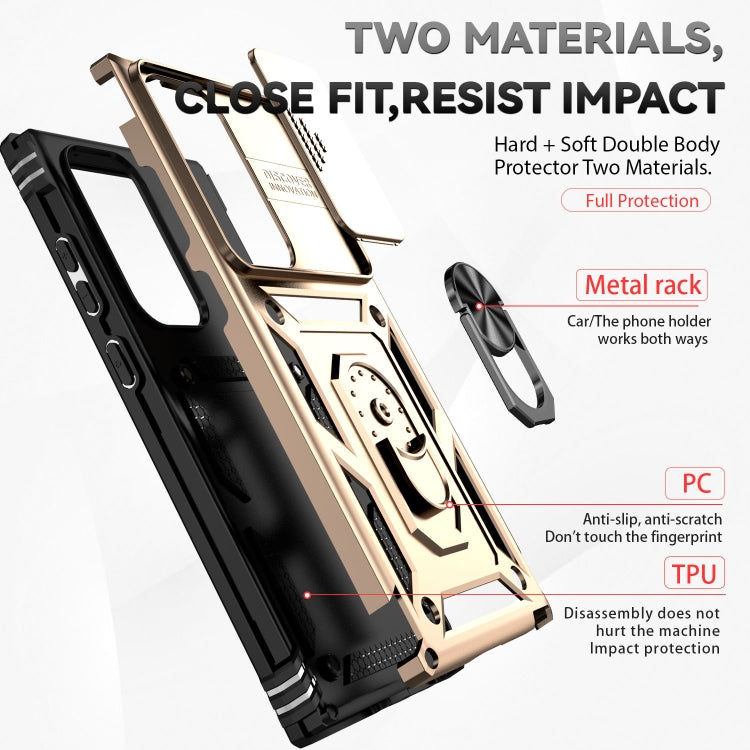 For Samsung Galaxy S23 Ultra 5G Sliding Camshield Holder Phone Case(Gold) - free shipping - PMC TechLife - Order now!