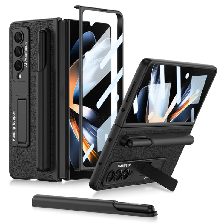 For Samsung Galaxy Z Fold4 GKK Ultra-thin Shockproof Leather Protective Case with Holder & Pen Slots(Black) - free shipping - PMC TechLife - Order now!