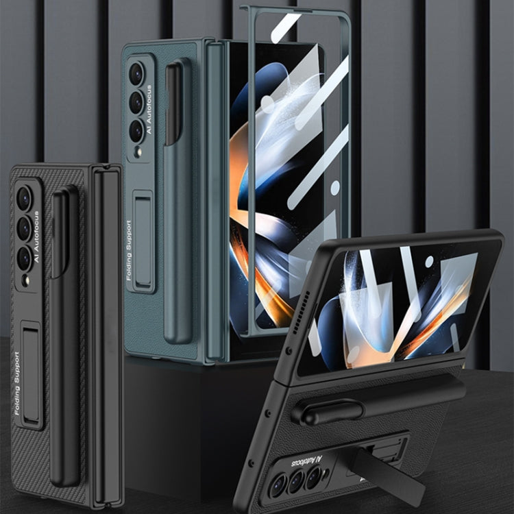 For Samsung Galaxy Z Fold4 GKK Ultra-thin Shockproof Leather Protective Case with Holder & Pen Slots(Black) - free shipping - PMC TechLife - Order now!