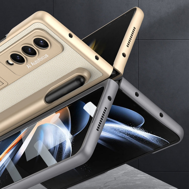 For Samsung Galaxy Z Fold4 GKK Ultra-thin Shockproof Leather Protective Case with Holder & Pen Slots(Black) - free shipping - PMC TechLife - Order now!