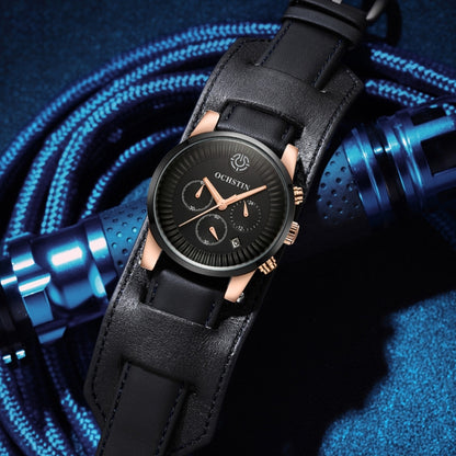 Ochstin 7232 Multifunctional Business Leather Wrist Wrist Waterproof Quartz Watch(Rose Gold+Black) - Leather Strap Watches by OCHSTIN | Online Shopping South Africa | PMC Jewellery | Buy Now Pay Later Mobicred