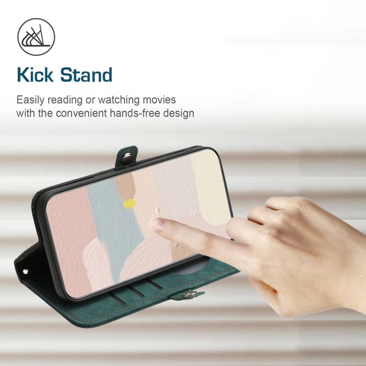 For Samsung Galaxy A21s Side Buckle Double Fold Hand Strap Leather Phone Case(Dark Green) - free shipping - PMC TechLife - Order now!