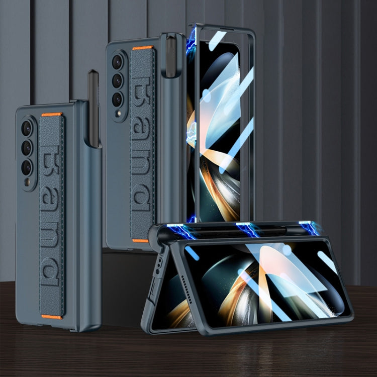 For Samsung Galaxy Z Fold4 GKK Integrated Magnetic Folding Hinge Phone Case with Wrist Strap & Pen Holder(Green) - free shipping - PMC TechLife - Order now!