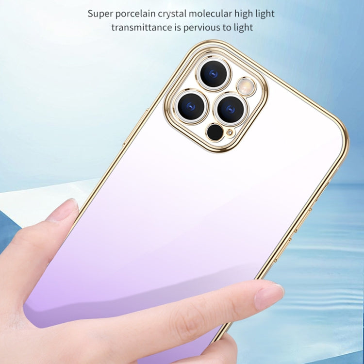 For iPhone 14 SULADA Iridescence Series Plating Transparent Gradient Phone Case(Gold) - iPhone 14 Cases by SULADA | Online Shopping South Africa | PMC TechLife | Buy Now Pay Later Mobicred