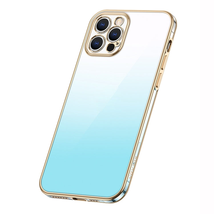 For iPhone 14 Pro SULADA Iridescence Series Plating Transparent Gradient Phone Case(Blue) - iPhone 14 Pro Cases by SULADA | Online Shopping South Africa | PMC Jewellery | Buy Now Pay Later Mobicred