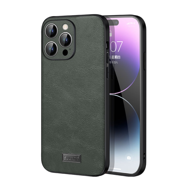 For iPhone 14 Pro Max SULADA Shockproof TPU + Handmade Leather Phone Case(Green) - iPhone 14 Pro Max Cases by SULADA | Online Shopping South Africa | PMC TechLife