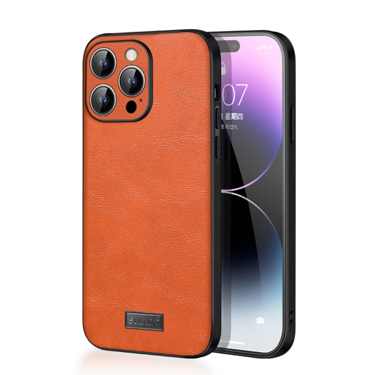 For iPhone 14 Pro Max SULADA Shockproof TPU + Handmade Leather Phone Case(Orange) - iPhone 14 Pro Max Cases by SULADA | Online Shopping South Africa | PMC TechLife | Buy Now Pay Later Mobicred