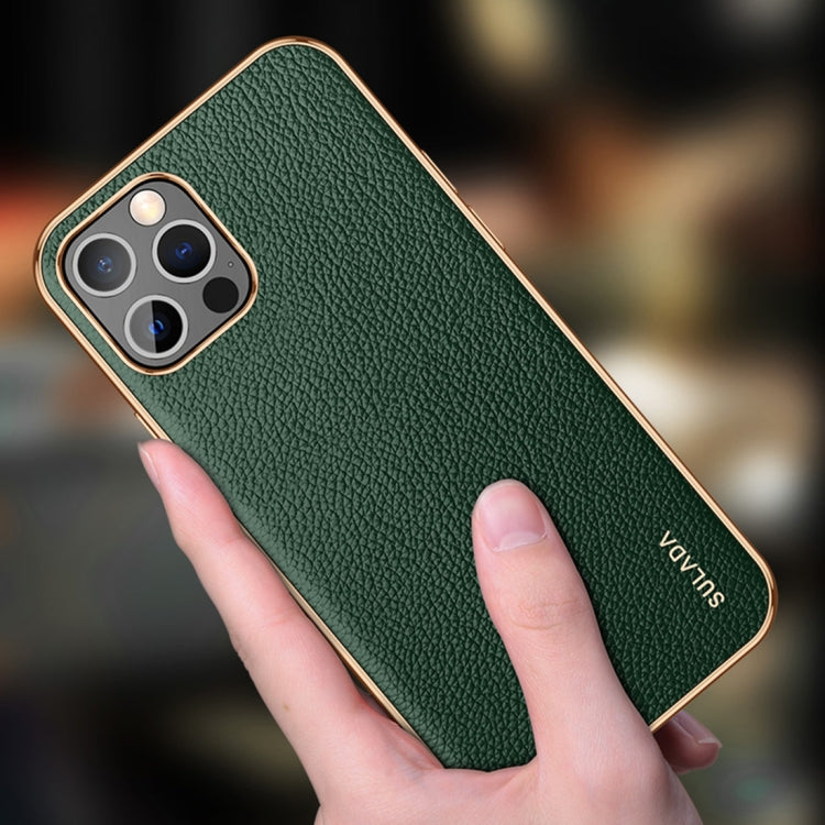 For iPhone 14 Pro Max SULADA Shockproof TPU + Handmade Leather Phone Case(Green) - iPhone 14 Pro Max Cases by SULADA | Online Shopping South Africa | PMC TechLife