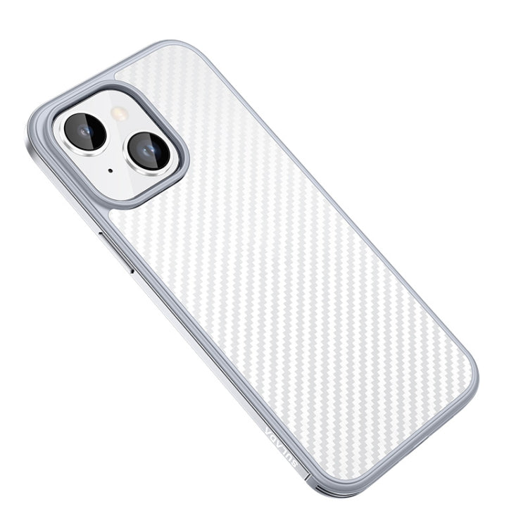 For iPhone 14 SULADA Carbon Fiber Textured Shockproof Metal + TPU Frame Case(Silver) - iPhone 14 Cases by SULADA | Online Shopping South Africa | PMC Jewellery