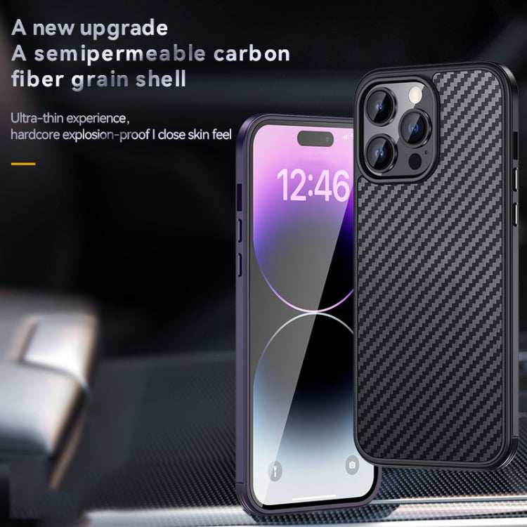 For iPhone 14 Pro SULADA Carbon Fiber Textured Shockproof Metal + TPU Frame Case(Dark Blue) - iPhone 14 Pro Cases by SULADA | Online Shopping South Africa | PMC TechLife | Buy Now Pay Later Mobicred
