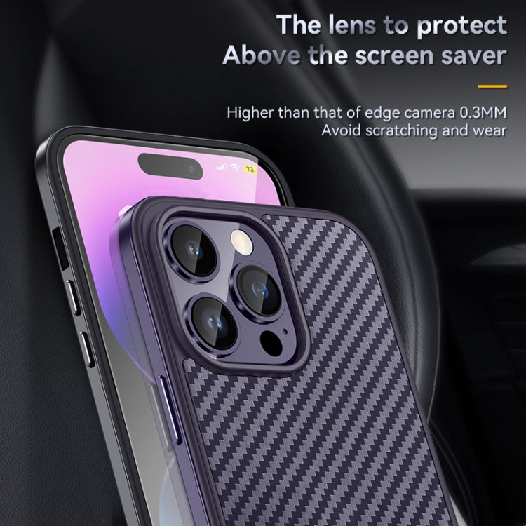 For iPhone 14 Pro SULADA Carbon Fiber Textured Shockproof Metal + TPU Frame Case(Dark Blue) - iPhone 14 Pro Cases by SULADA | Online Shopping South Africa | PMC TechLife | Buy Now Pay Later Mobicred