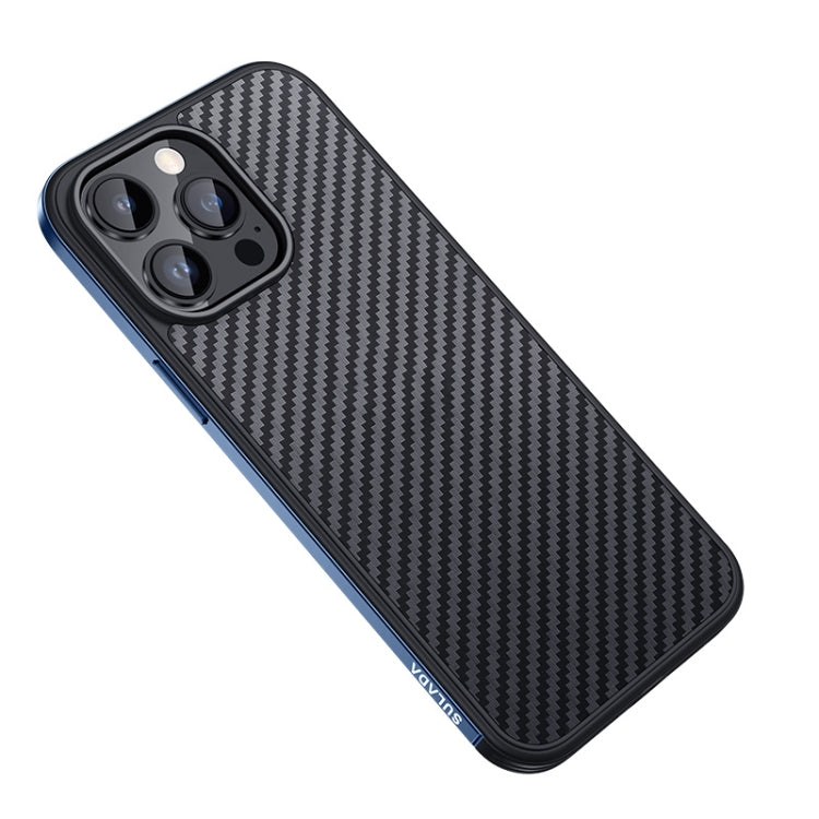 For iPhone 14 Pro Max SULADA Carbon Fiber Textured Shockproof Metal + TPU Frame Case(Dark Blue) - iPhone 14 Pro Max Cases by SULADA | Online Shopping South Africa | PMC TechLife | Buy Now Pay Later Mobicred