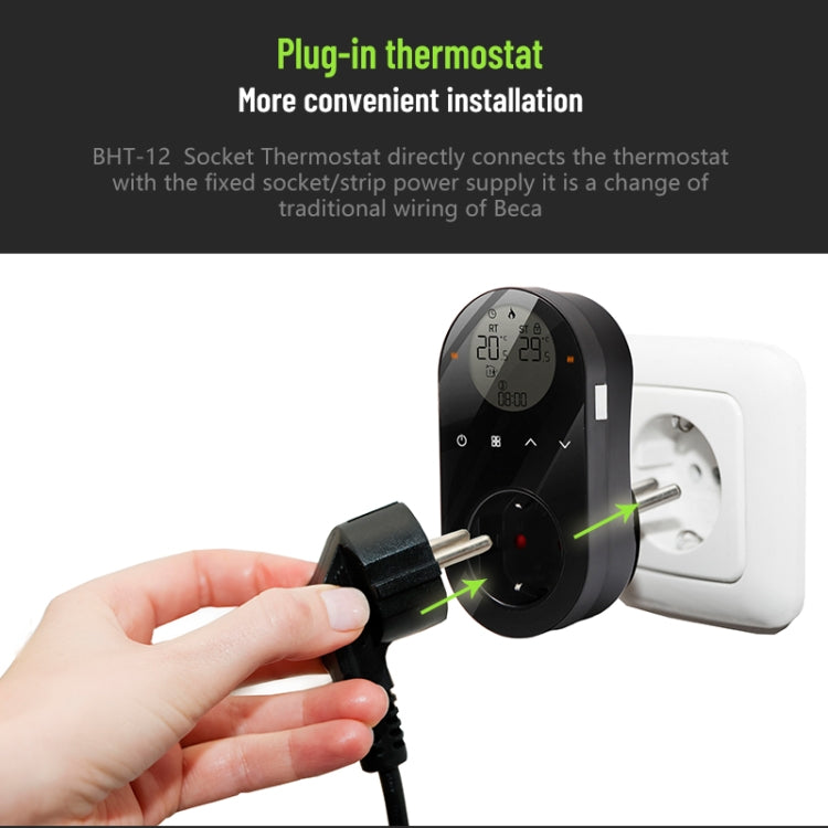 BHT12-C Plug-in LCD Thermostat Without WiFi, EU Plug(Blue) - free shipping - PMC TechLife - Order now!