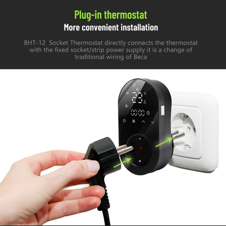 BHT12-E Plug-in LED Thermostat Without WiFi, EU Plug(Black) - Thermostat & Thermometer by PMC TechLife | Online Shopping South Africa | PMC TechLife