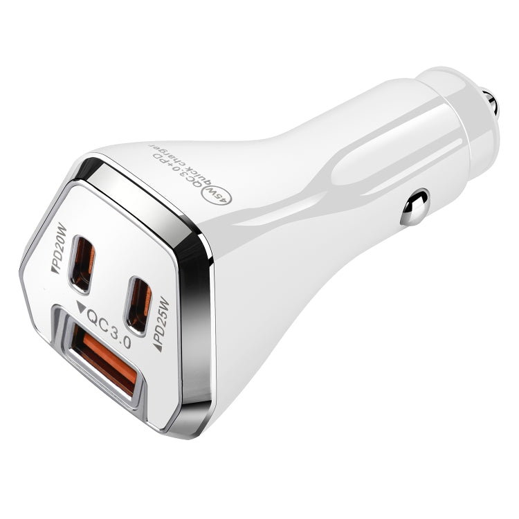 ACC-319PD 45W USB+Dual Type-C Fast Charge Car Charger(White) - Car Charger by PMC Jewellery | Online Shopping South Africa | PMC Jewellery