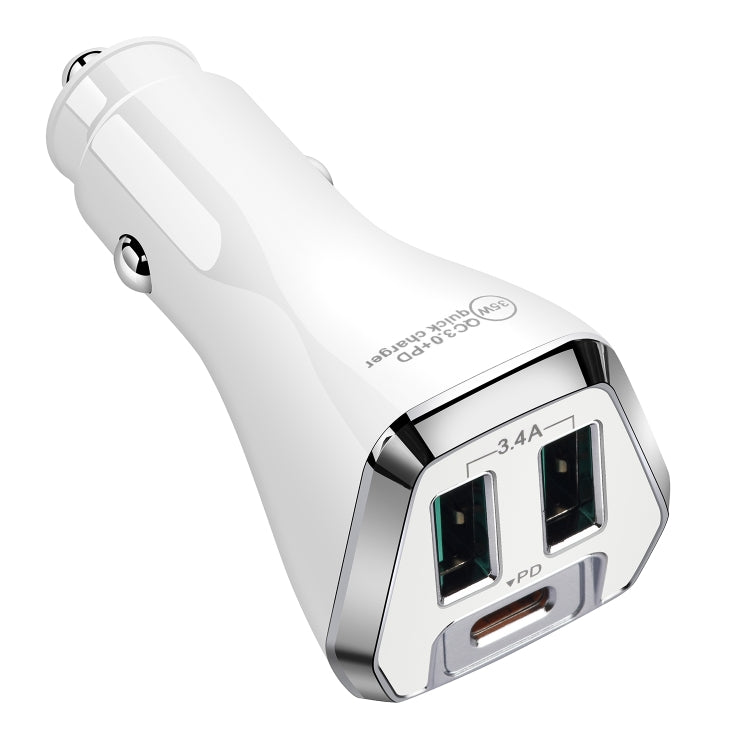 ACC-320PD 35W Dual USB+USB-C/Type-C Fast Charge Car Charger(White) - Car Charger by PMC Jewellery | Online Shopping South Africa | PMC Jewellery