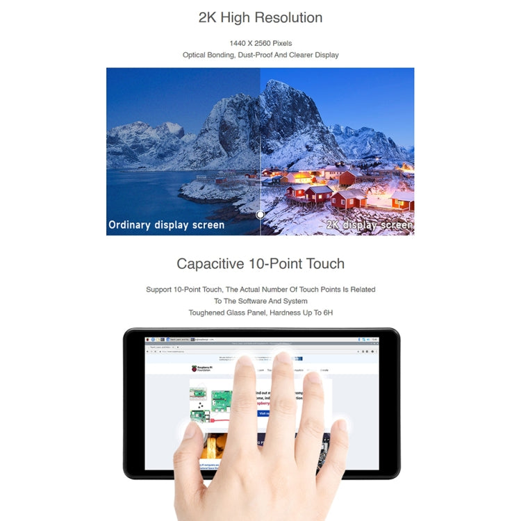 Waveshare Raspberry Pi 5.5 inch 2K Capacitive Touch LCD Display(Black) - free shipping - PMC TechLife - Order now!