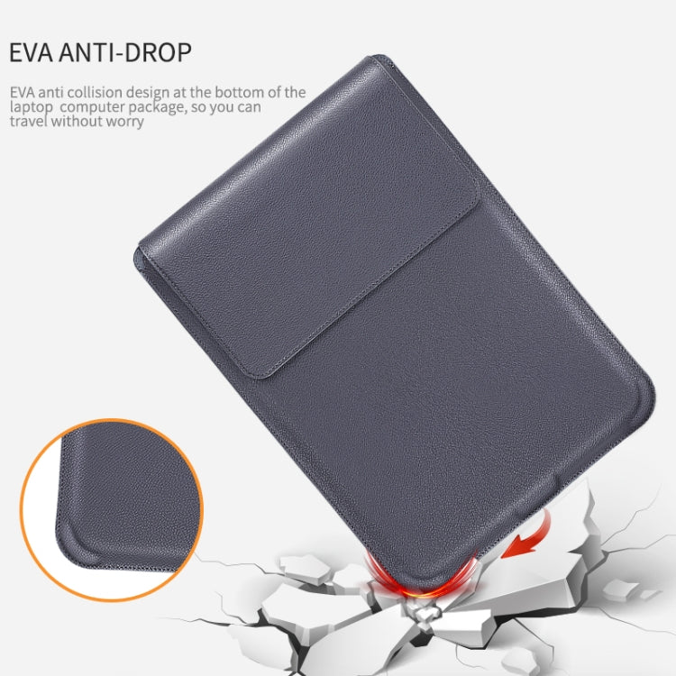 For MacBook 12 / 14 inch PU Leather 4 in 1 Laptop Bag with Functional Bracket(Dark Blue) - Protective Bags by PMC TechLife | Online Shopping South Africa | PMC TechLife
